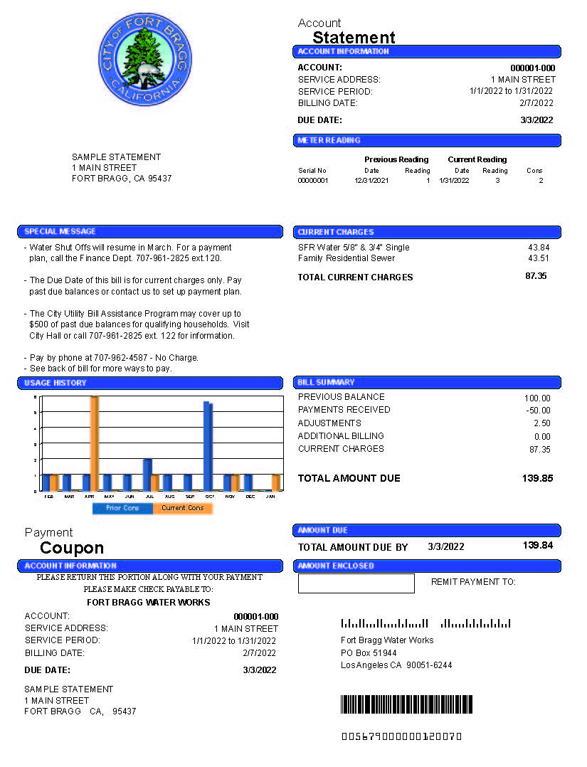 Sample Billing Statement